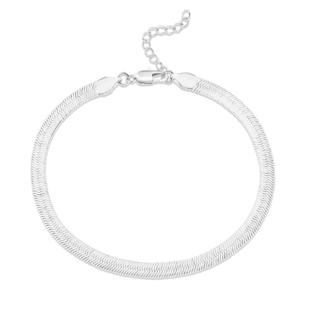 14K Gold Plated Charm Link Snake Adjustable Gold Anklet In White Gold